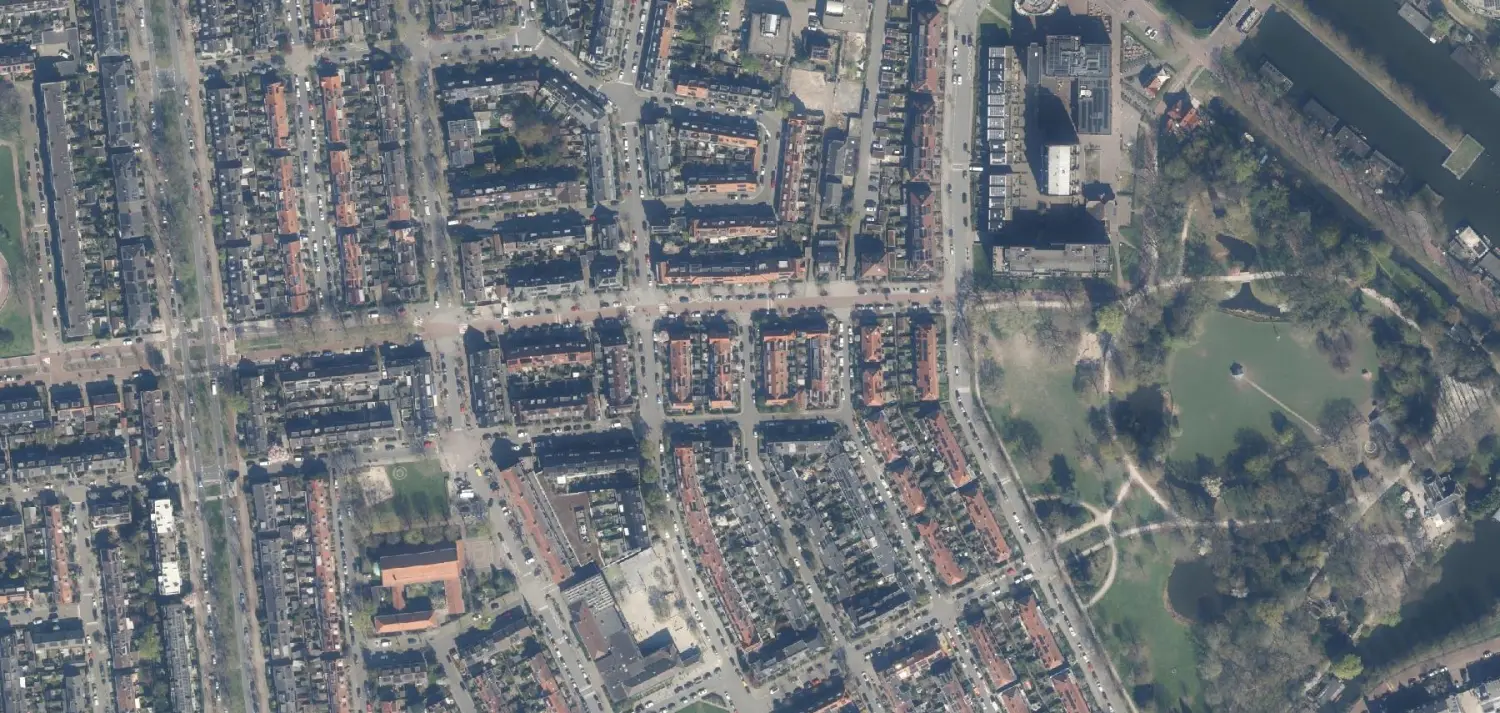 Luchtfoto van Oog in Al, de wijk tussen het Merwedekanaal en de Leidsche Rijn, werkgebied van Brouwers Elektrotechniek